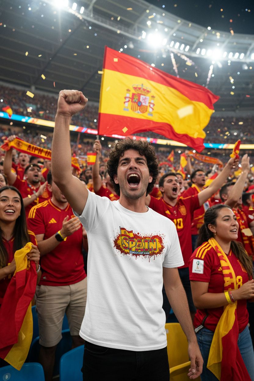 Spain World Cup 2026 T-Shirt - Bold Graffiti Flag Design by StayClothed.com