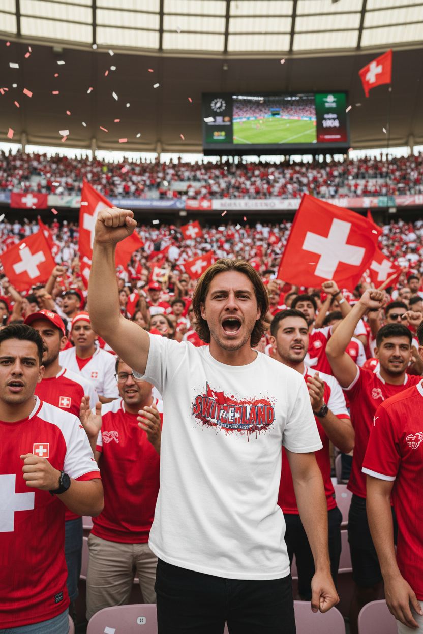 Switzerland World Cup 2026 T-Shirt - Bold Graffiti Flag Design by StayClothed.com