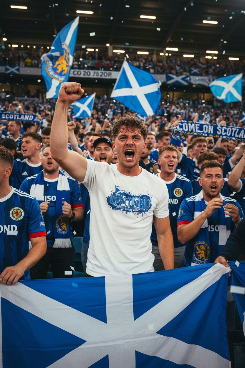 Scotland World Cup 2026 T-Shirt - Bold Graffiti Flag Design by StayClothed.com