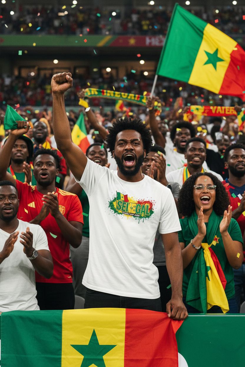 Senegal World Cup 2026 T-Shirt - Bold Graffiti Flag Design by StayClothed.com