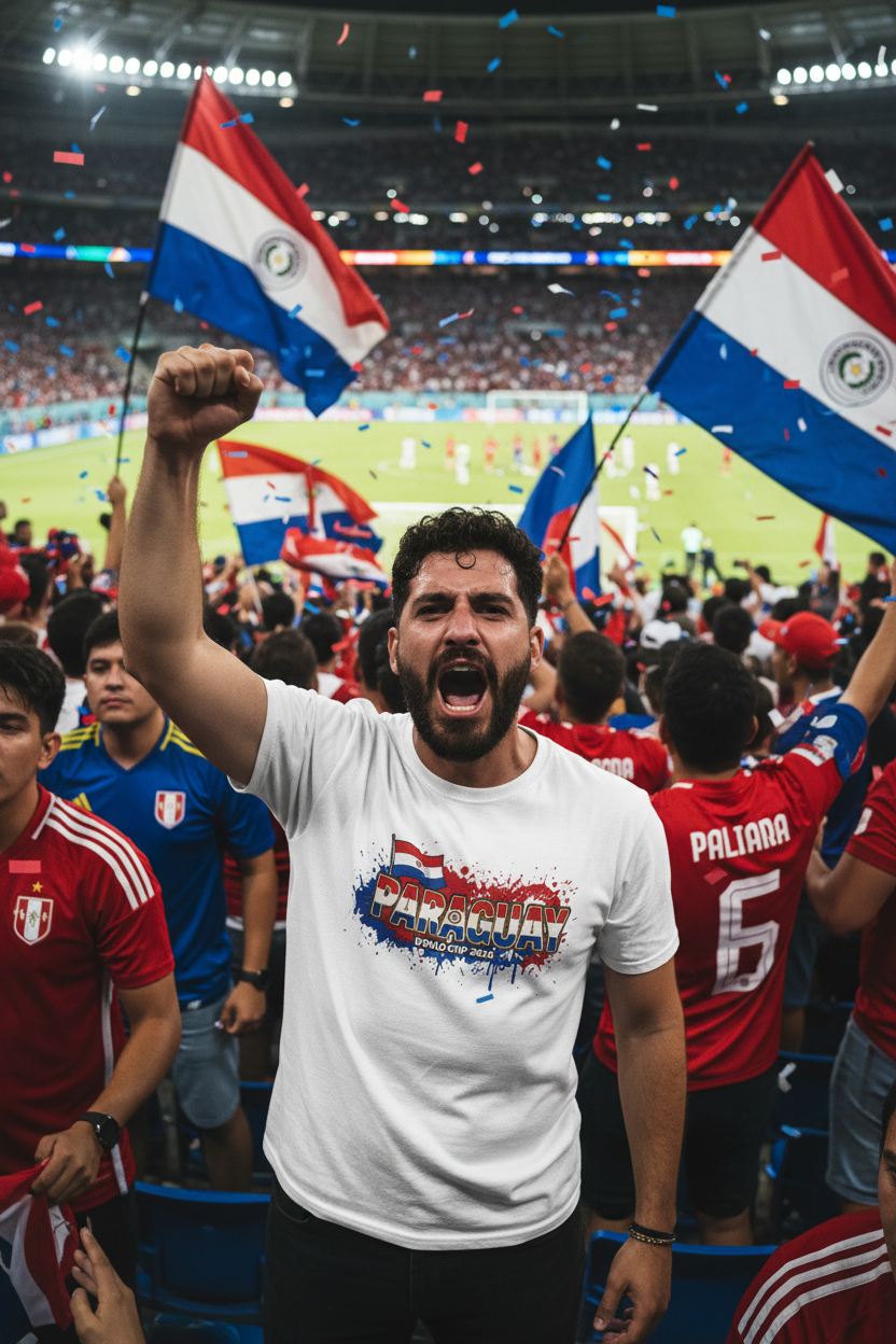Paraguay World Cup 2026 T-Shirt - Bold Graffiti Flag Design by StayClothed.com