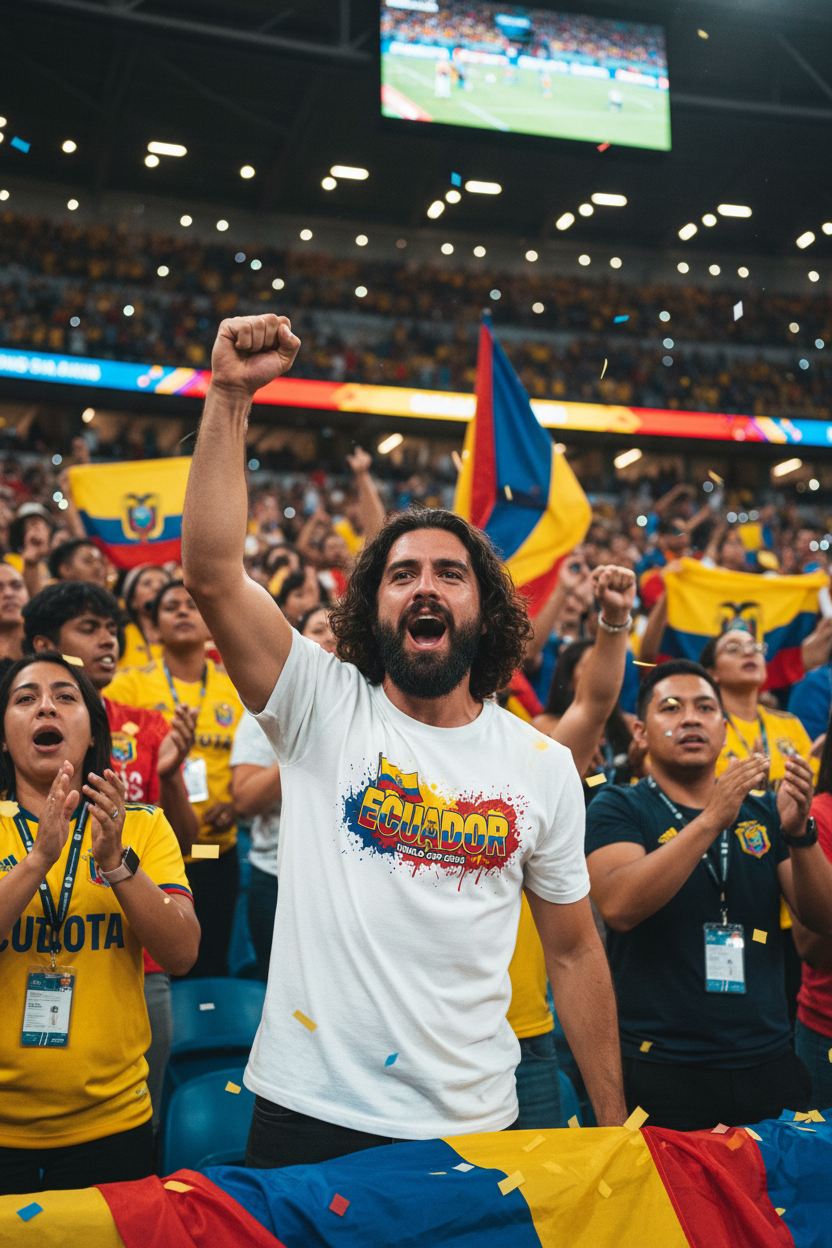 Ecuador World Cup 2026 T-Shirt - Bold Graffiti Flag Design by StayClothed.com