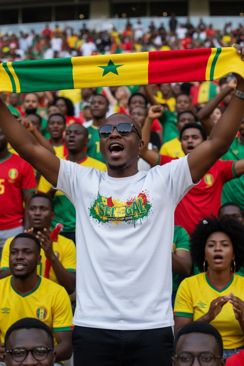 Senegal World Cup 2026 T-Shirt - Bold Graffiti Flag Design by StayClothed.com