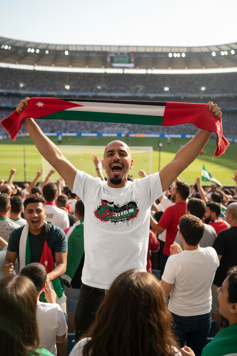 Jordan World Cup 2026 T-Shirt - Bold Graffiti Flag Design by StayClothed.com