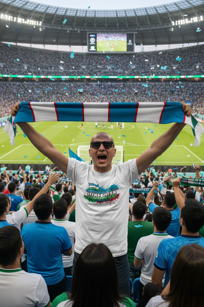 Uzbekistan World Cup 2026 T-Shirt - Bold Graffiti Flag Design by StayClothed.com