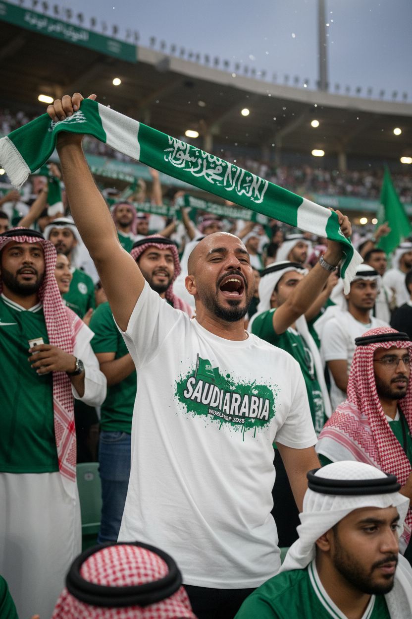 Saudi Arabia World Cup 2026 T-Shirt - Bold Graffiti Flag Design by StayClothed.com