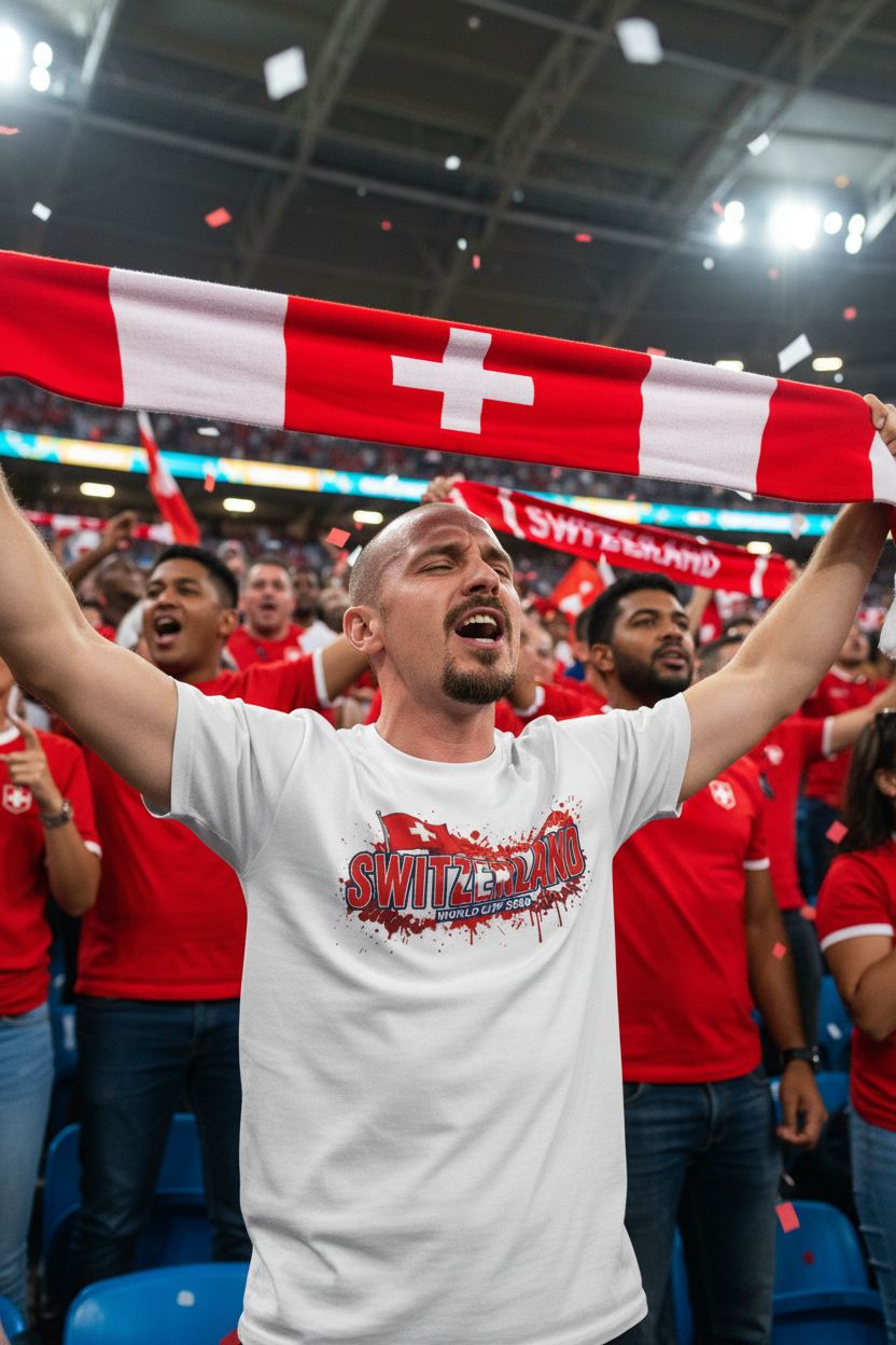 Switzerland World Cup 2026 T-Shirt - Bold Graffiti Flag Design by StayClothed.com