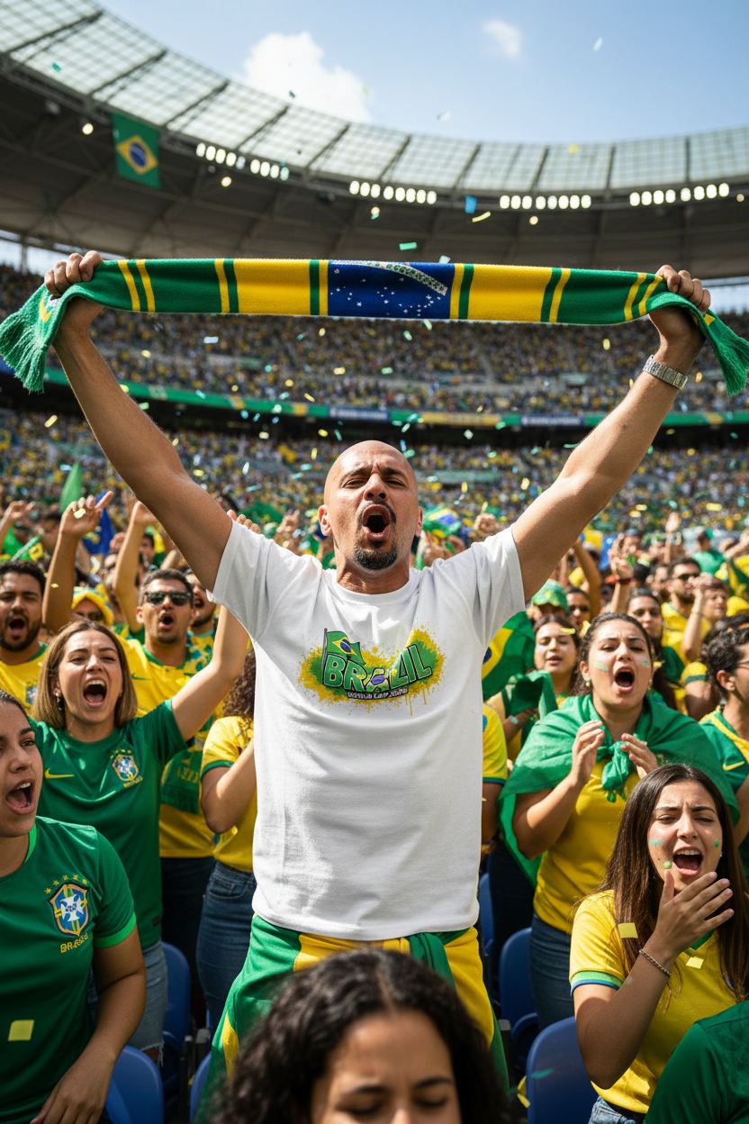 Brazil World Cup 2026 T-Shirt - Bold Graffiti Flag Design by StayClothed.com