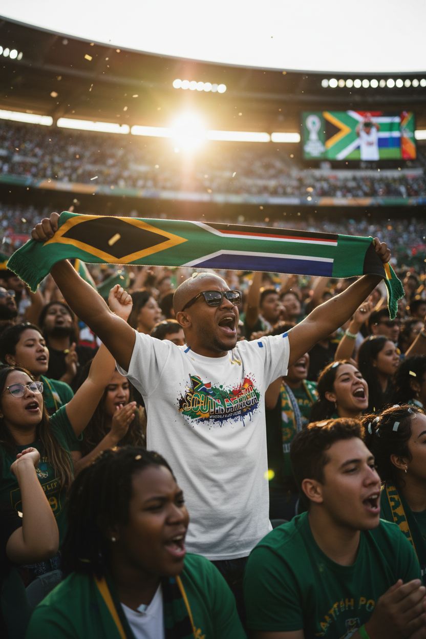 South Africa World Cup 2026 T-Shirt - Bold Graffiti Flag Design by StayClothed.com
