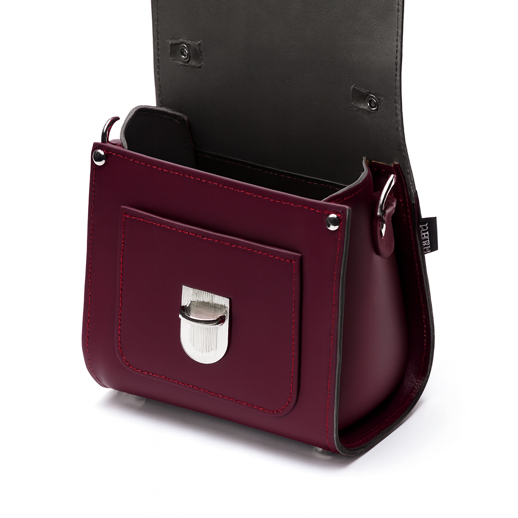 Zatchels Marsala Red Sugarcube handbag open view