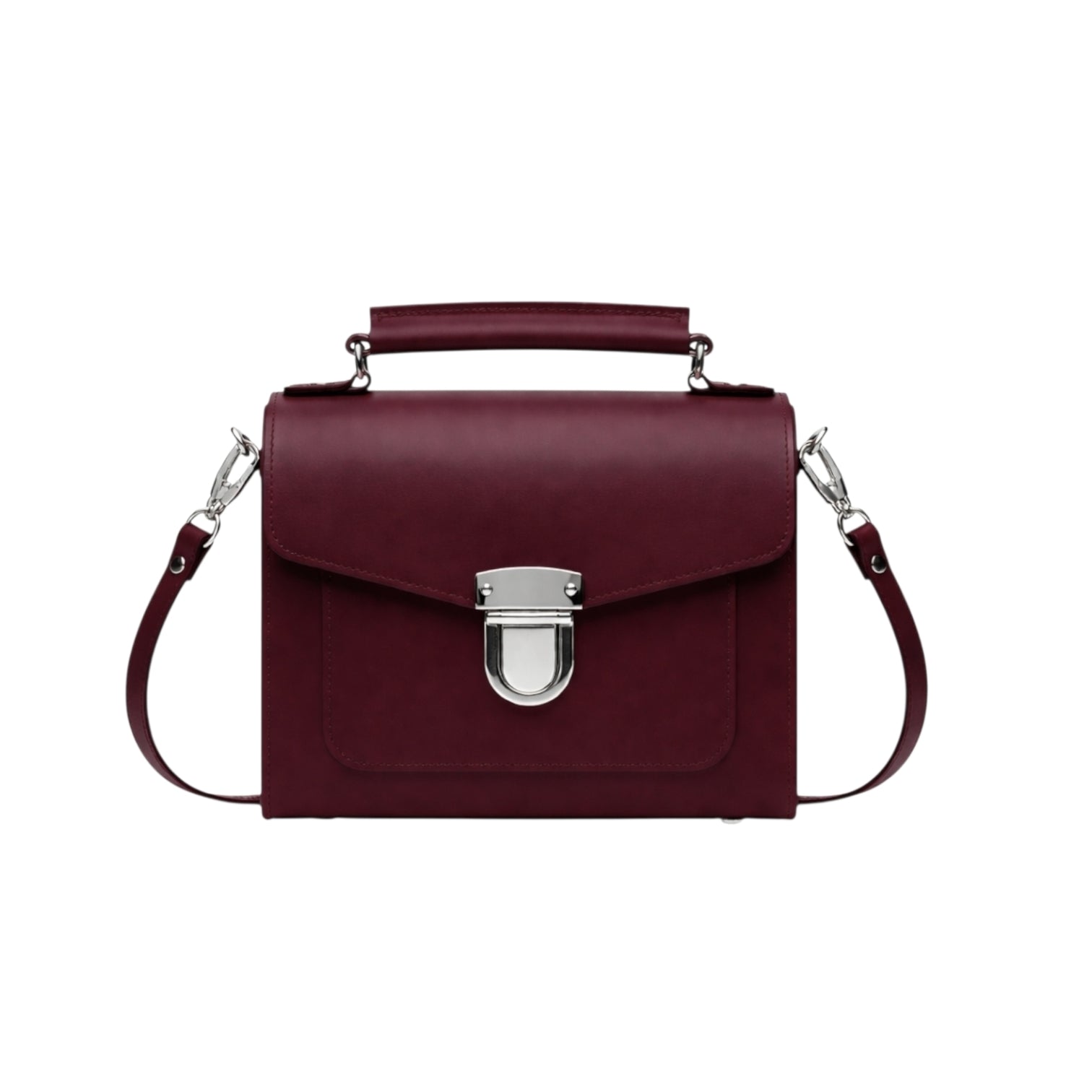 Zatchels Marsala Red Sugarcube Handmade Leather Handbag front view