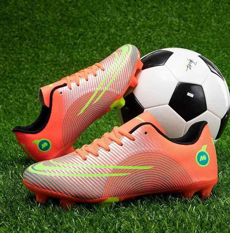 Mens PU Leather Turf Football Shoes