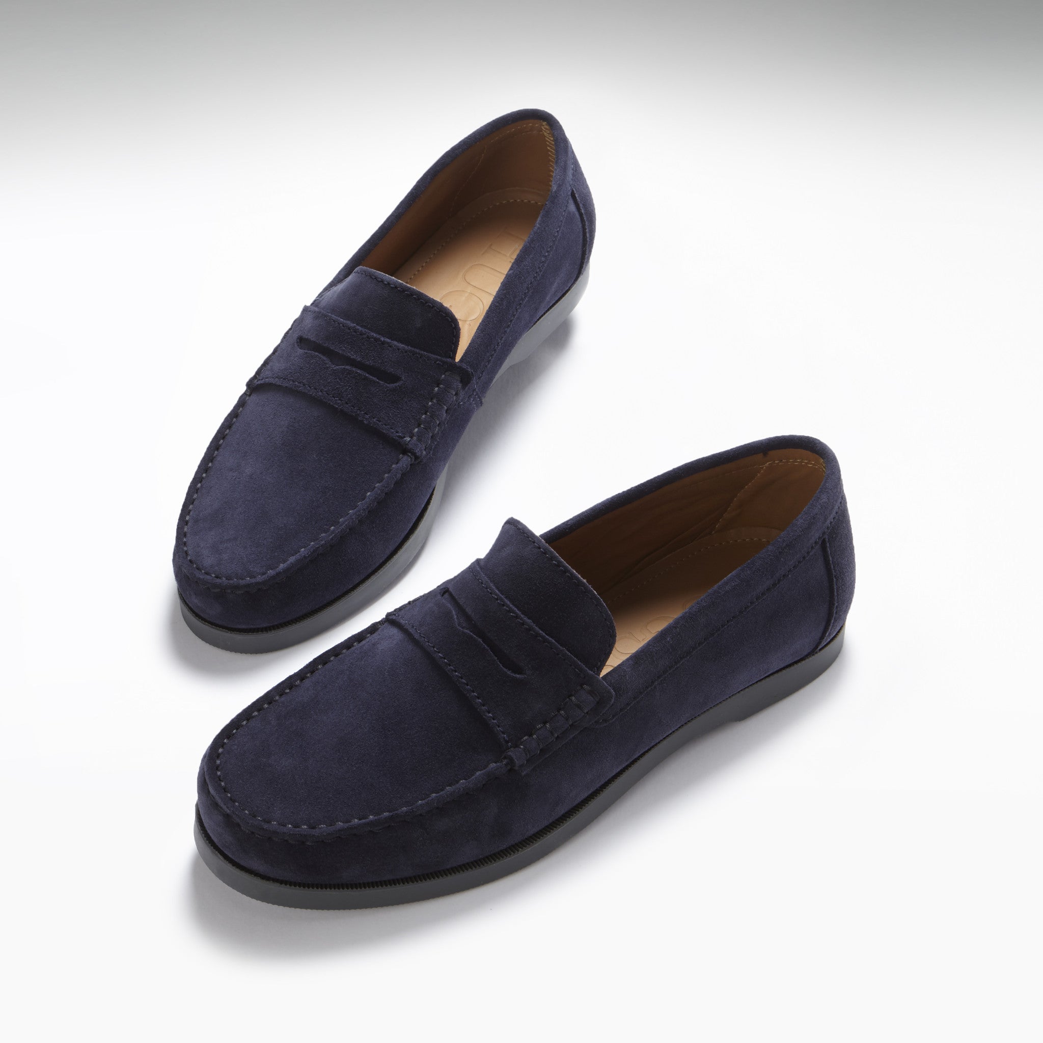 Hugs & Co Mens Boat Loafers Navy Blue Suede