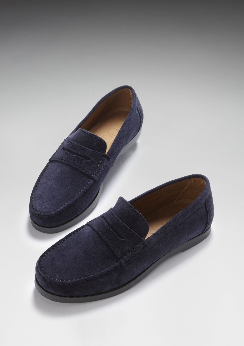 Hugs & Co Mens Boat Loafers Navy Blue Suede
