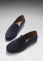 Hugs & Co Mens Boat Loafers Navy Blue Suede