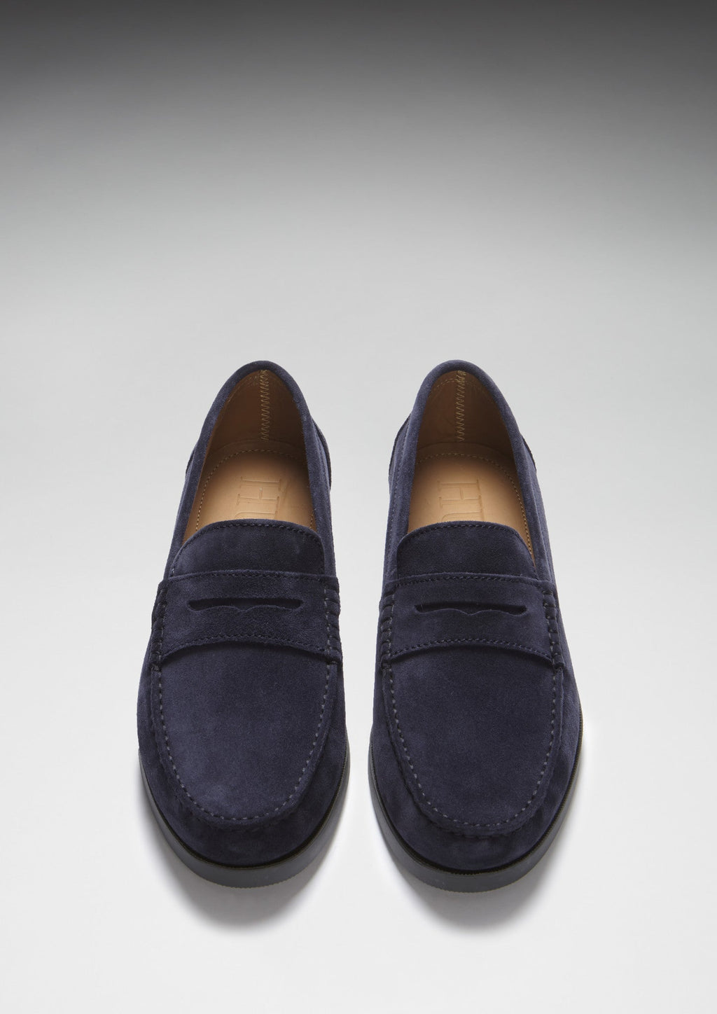 Hugs & Co Mens Boat Loafers Navy Blue Suede