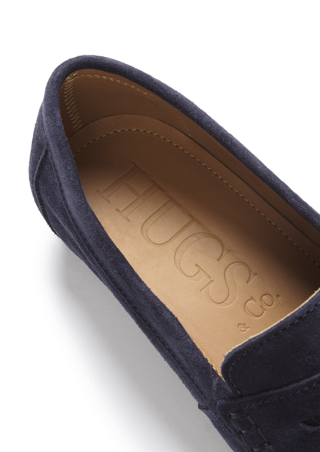 Hugs & Co Mens Boat Loafers Navy Blue Suede
