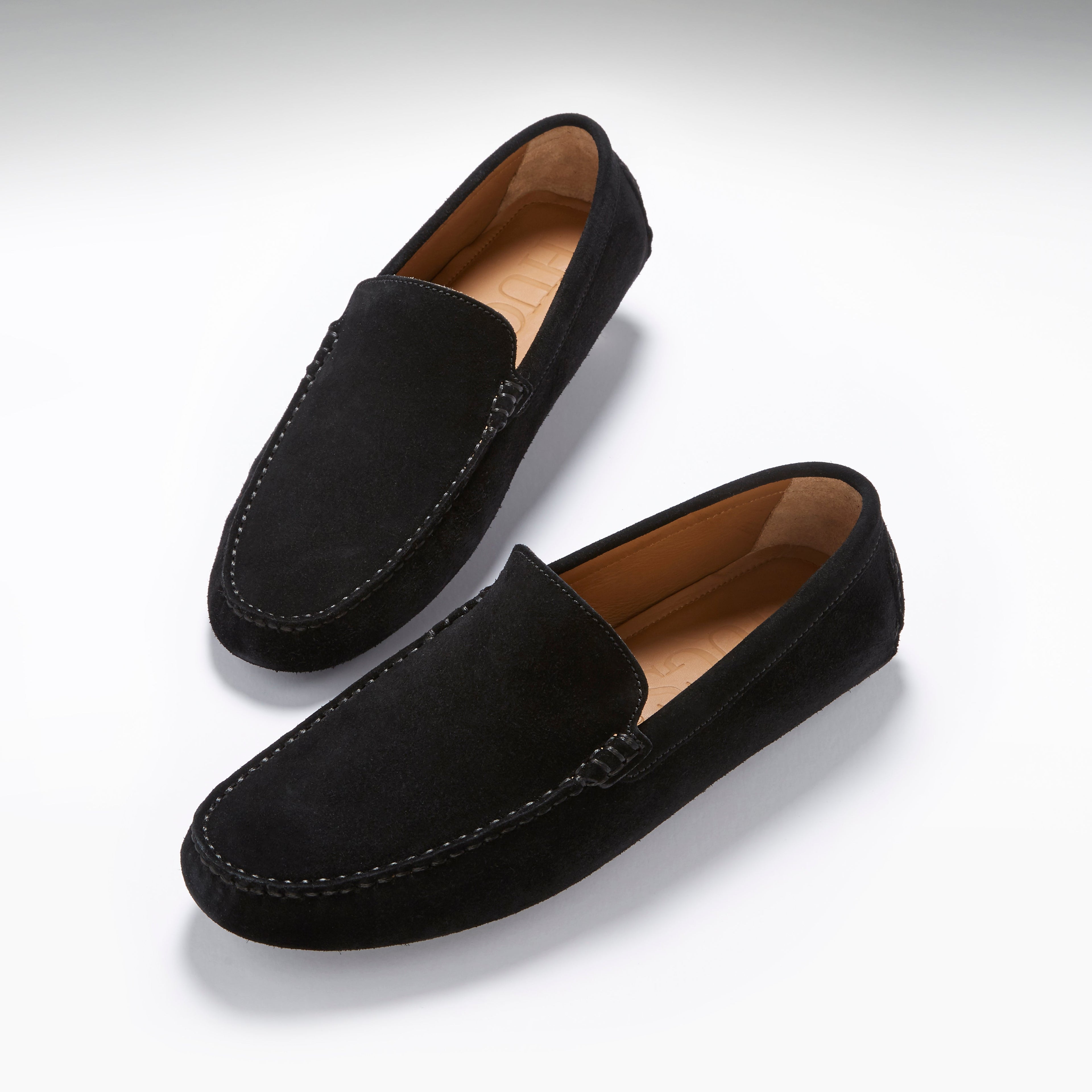 Hugs & Co Mens Driving Loafers Black Suede