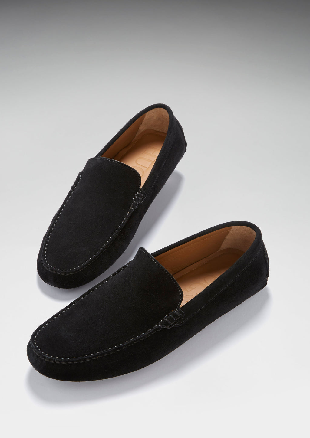 Hugs & Co Mens Driving Loafers Black Suede
