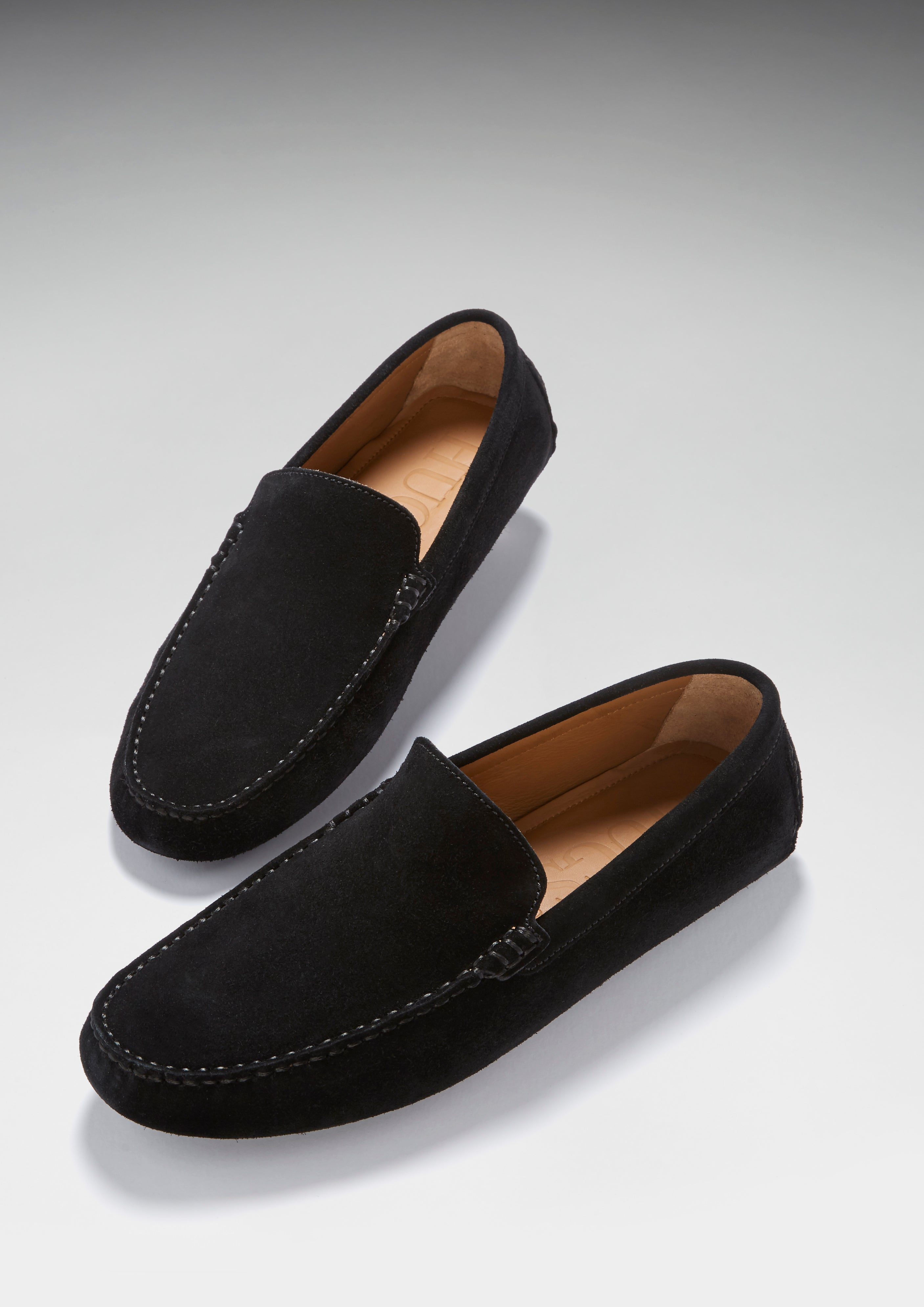 Hugs & Co Mens Driving Loafers Black Suede
