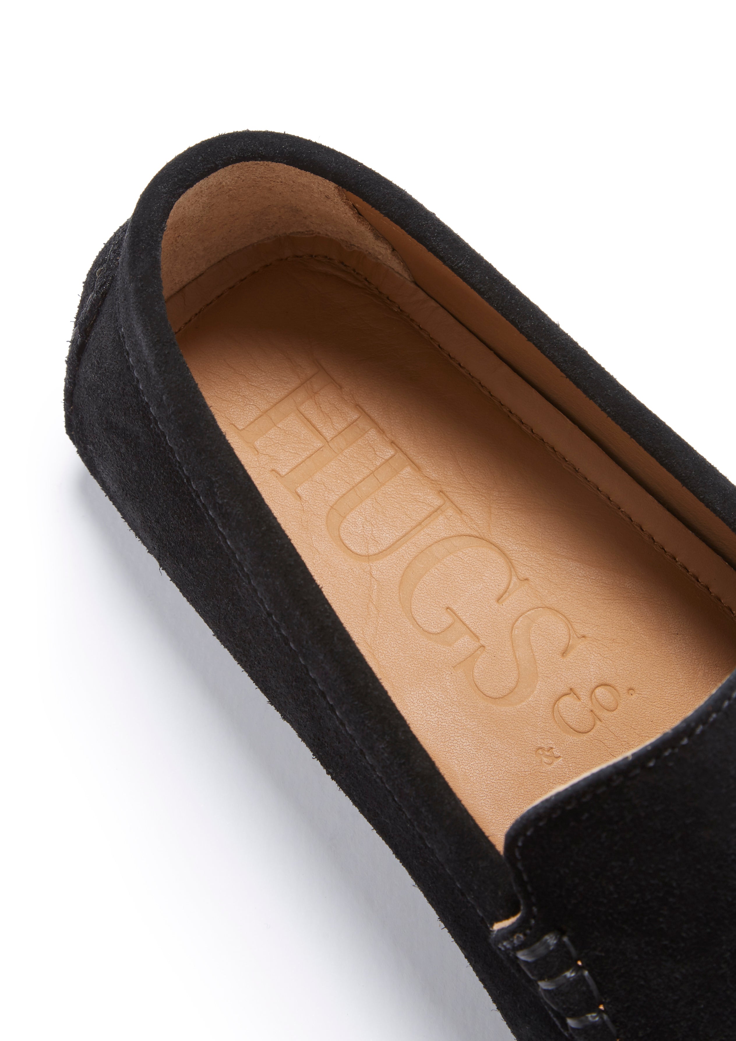 Hugs & Co Mens Driving Loafers Black Suede