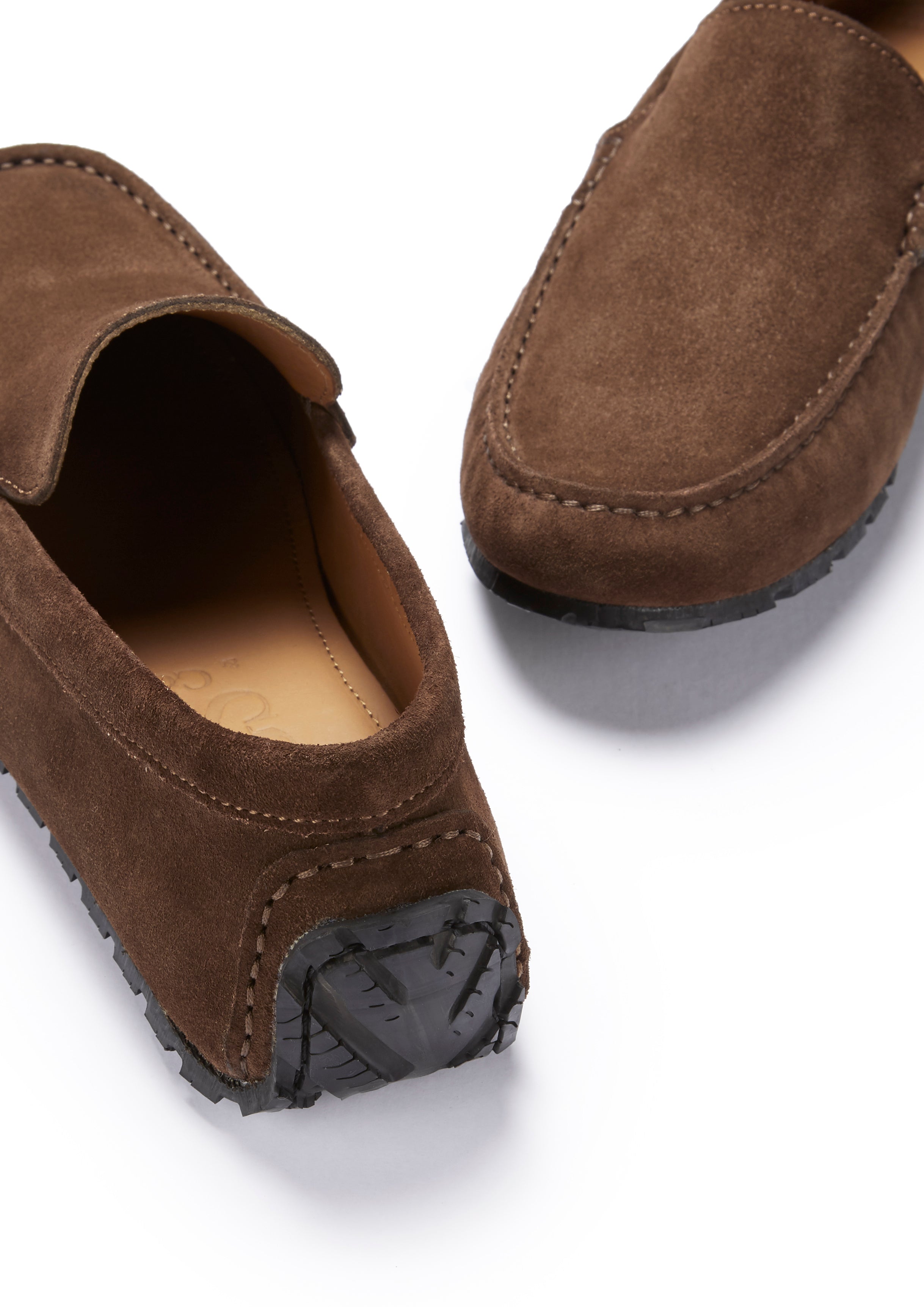 Hugs & Co Mens Tyre Sole Driving Loafers Brown Suede