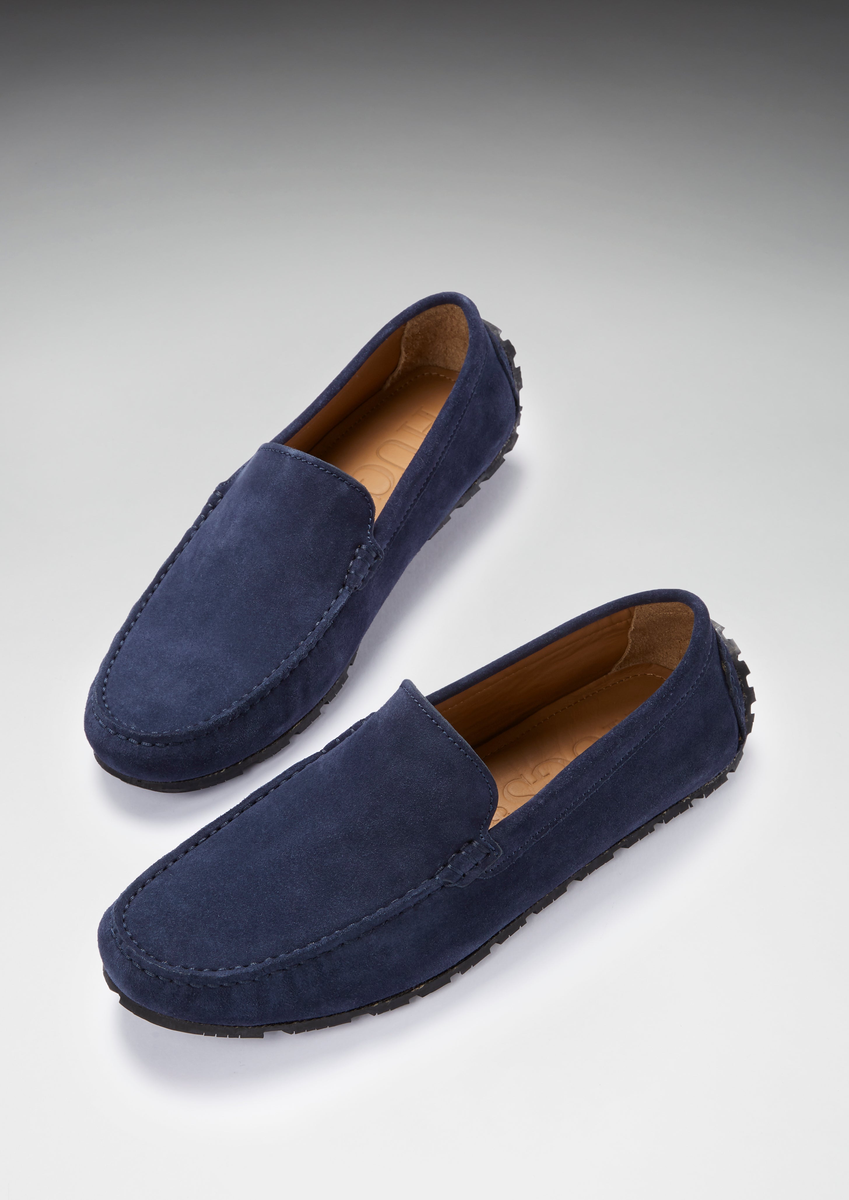 Hugs & Co Mens Tyre Sole Driving Loafers Navy Blue Suede