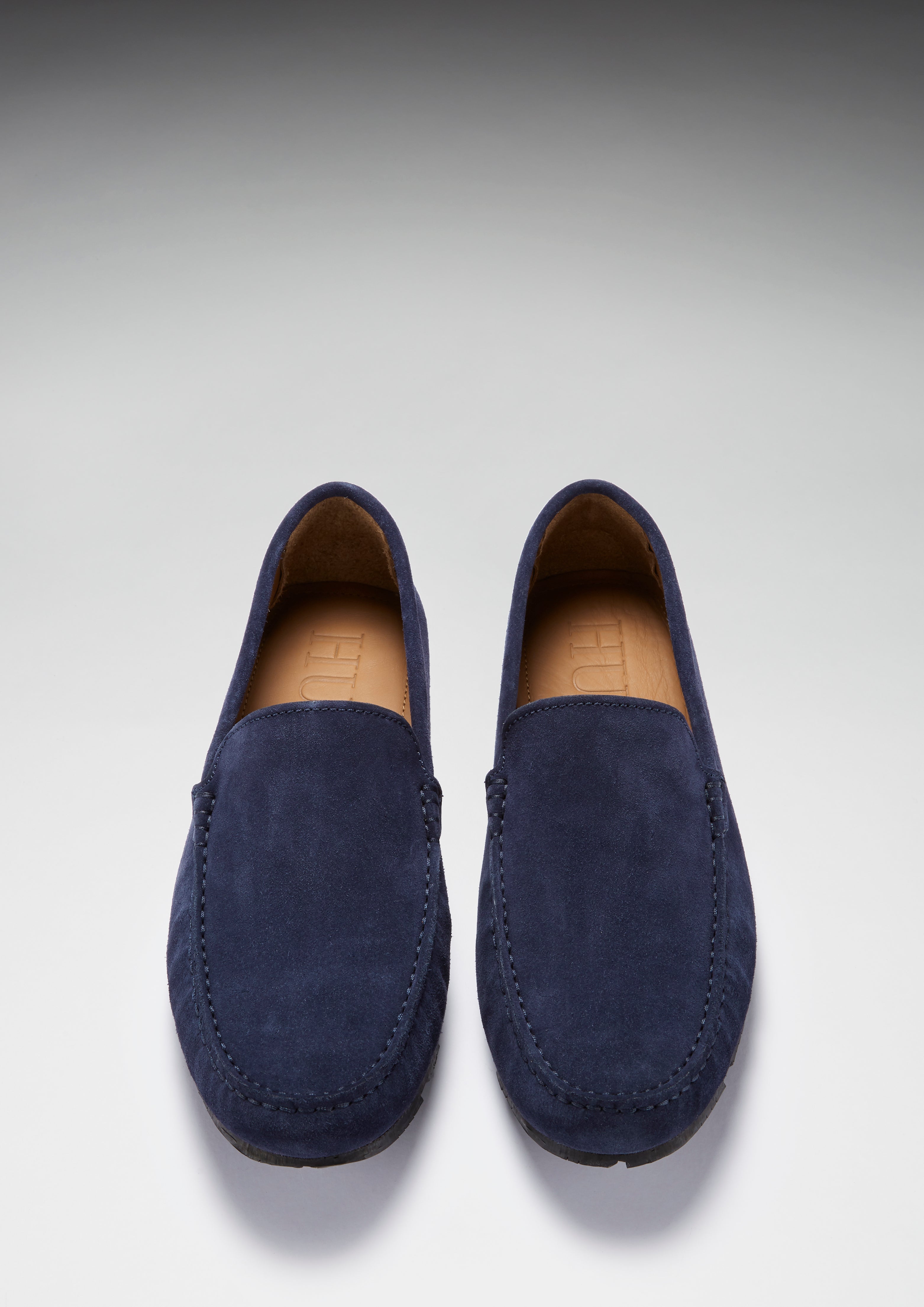 Hugs & Co Mens Tyre Sole Driving Loafers Navy Blue Suede