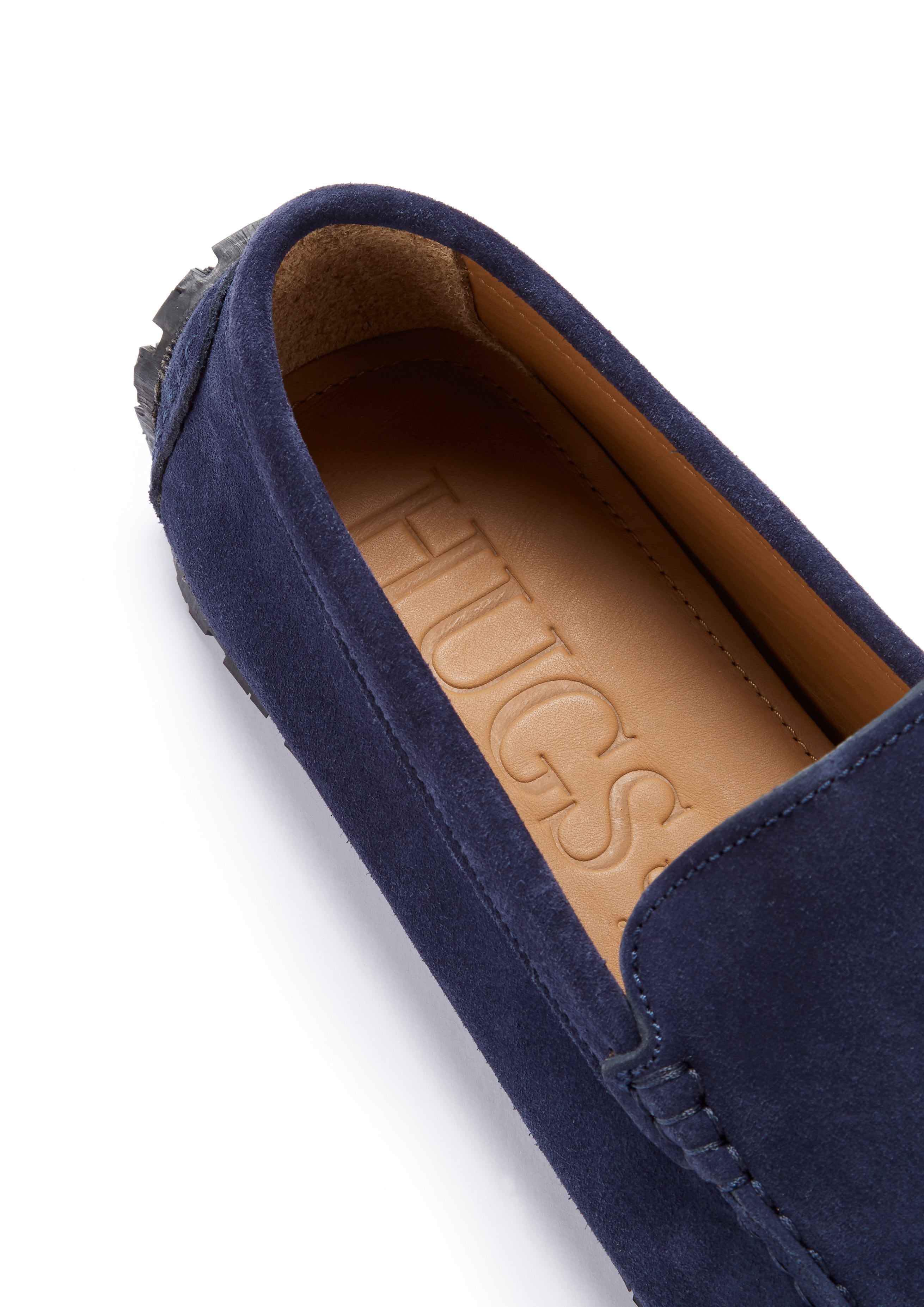 Hugs & Co Mens Tyre Sole Driving Loafers Navy Blue Suede