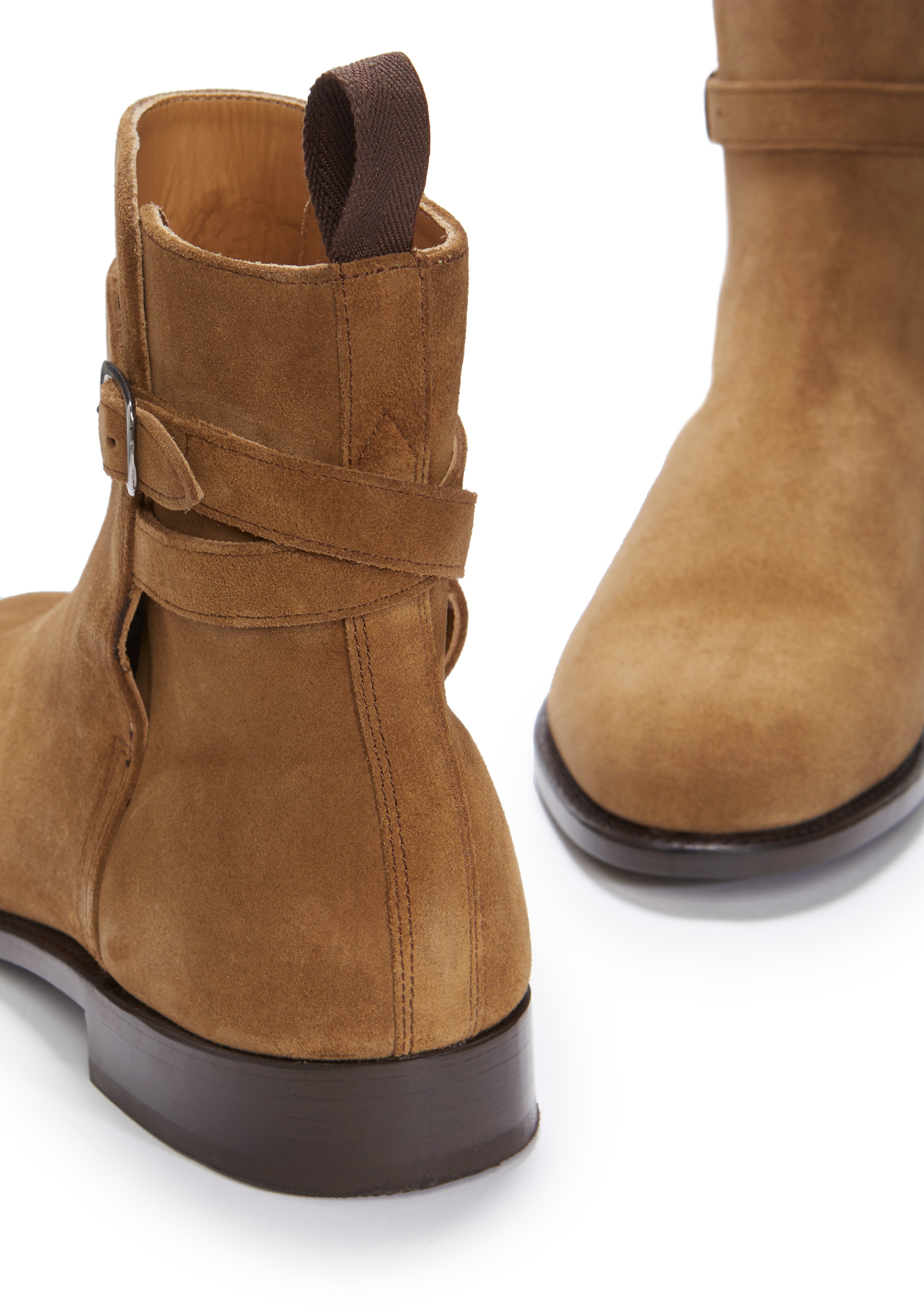 Hugs & Co Mens Tobacco Suede Jodhpur Boots Welted Leather Sole