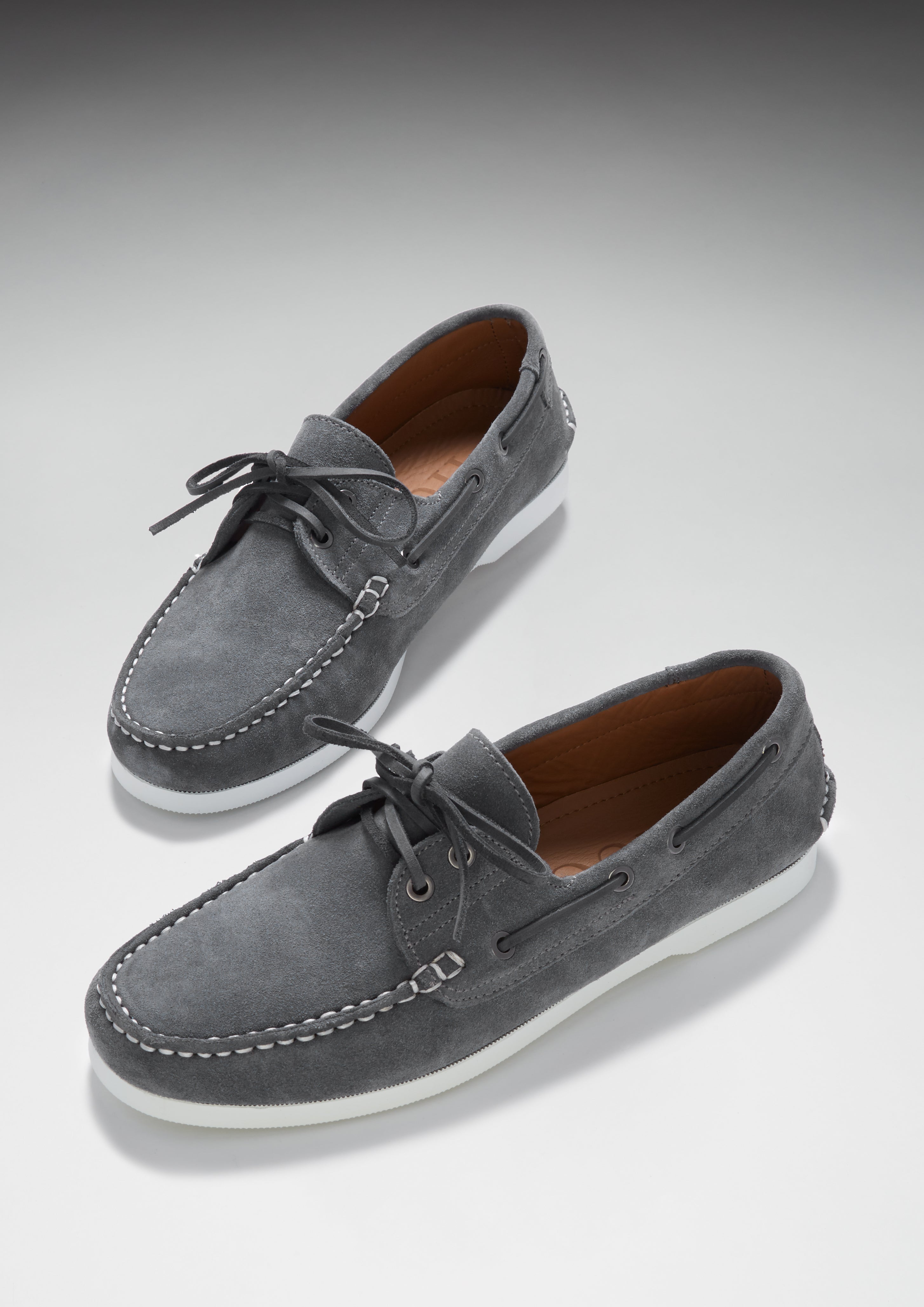 Hugs & Co Mens Deck Shoes Slate Grey Suede