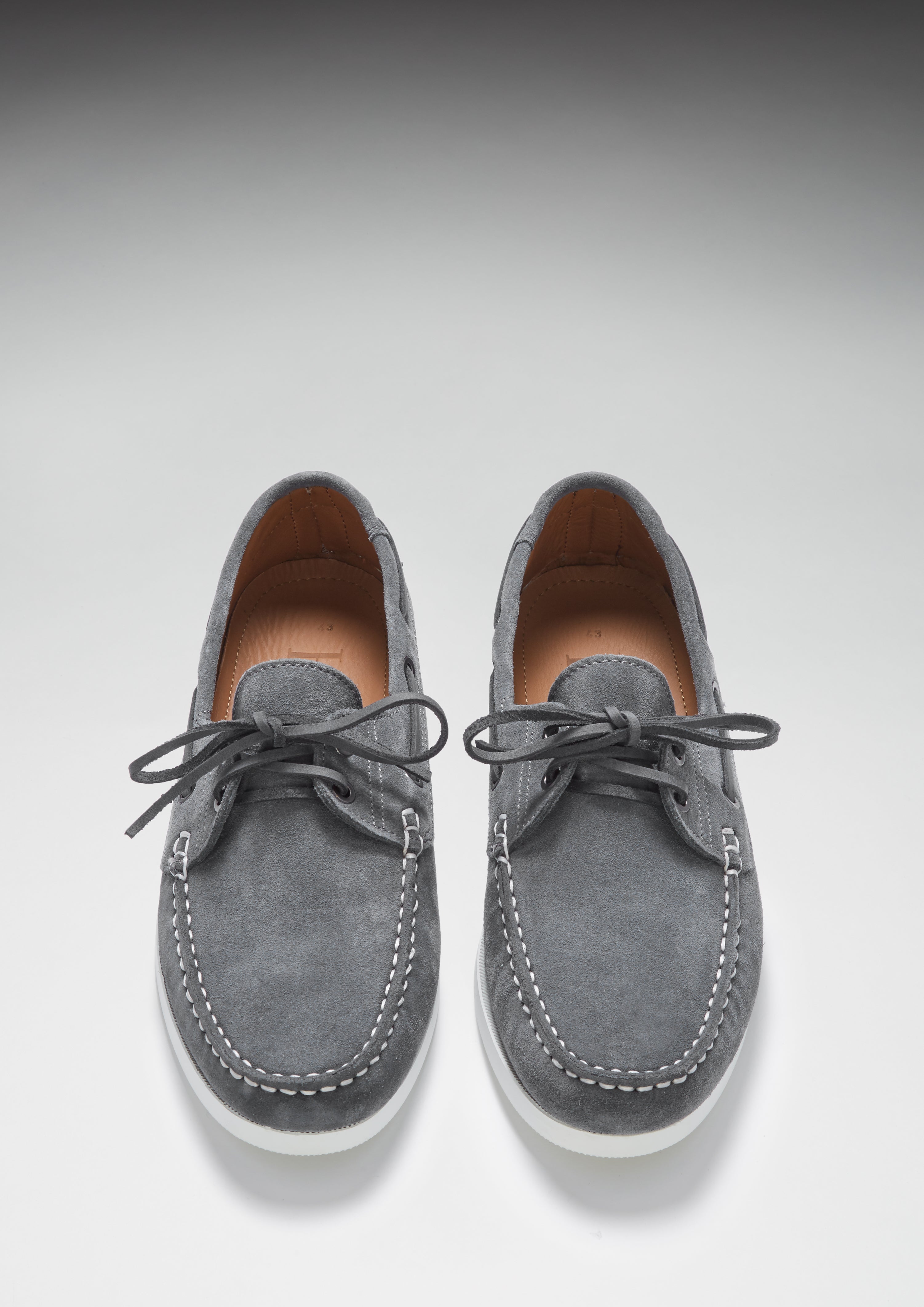 Hugs & Co Mens Deck Shoes Slate Grey Suede