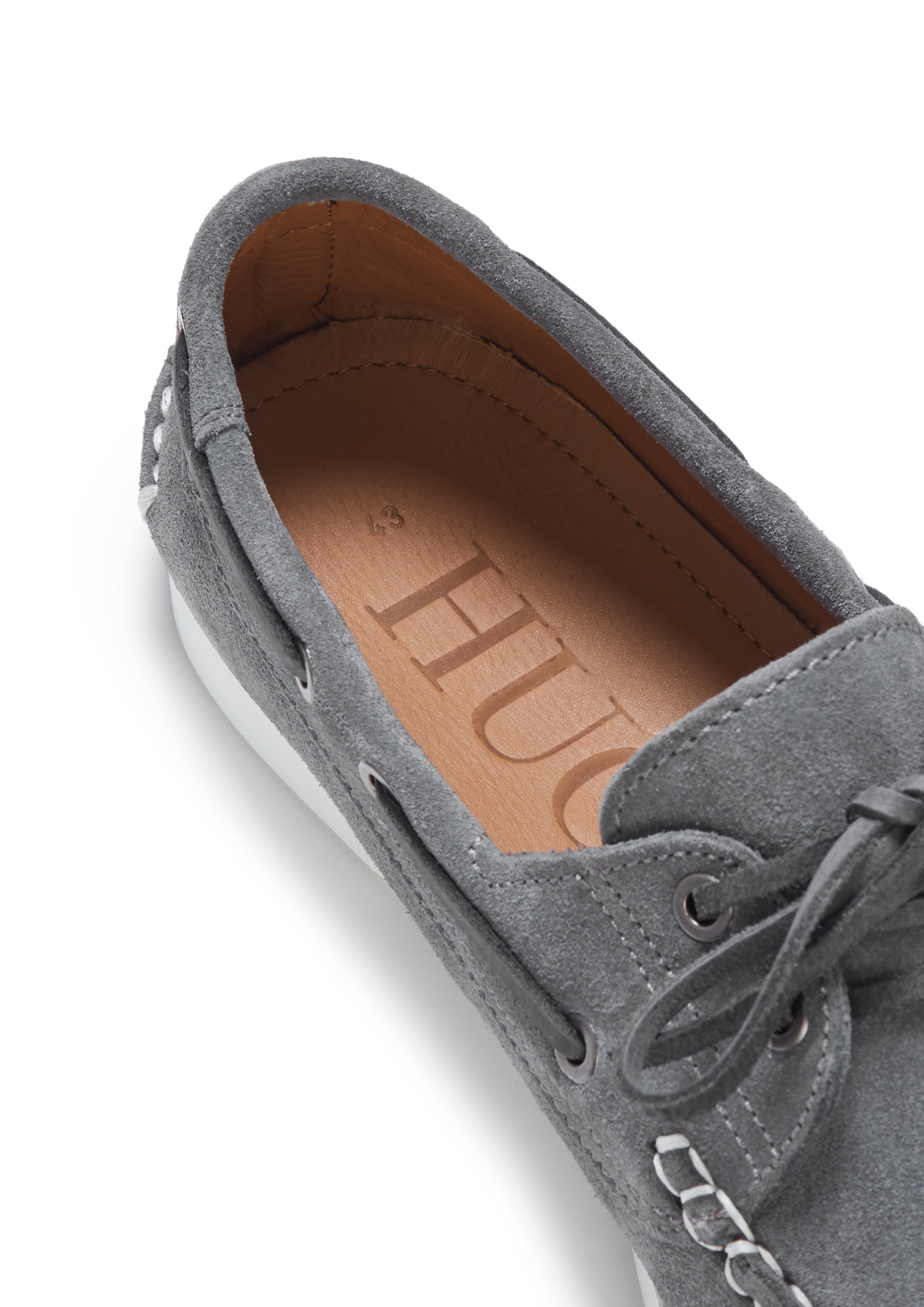 Hugs & Co Mens Deck Shoes Slate Grey Suede