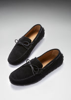 Hugs & Co Mens Tyre Sole Laced Driving Loafers Black Suede