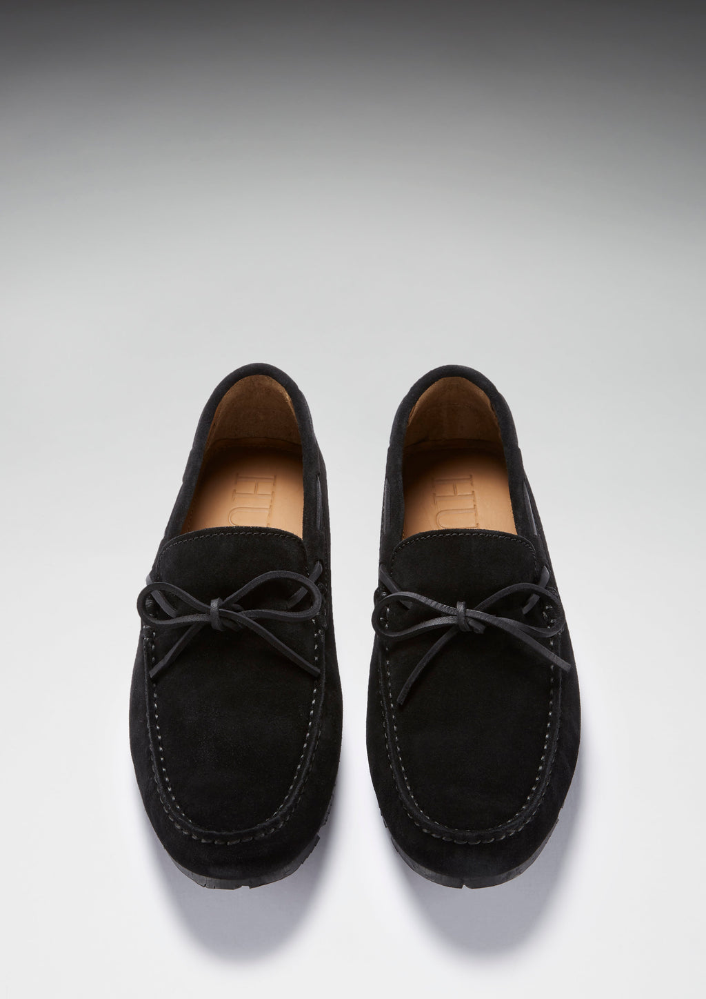 Hugs & Co Mens Tyre Sole Laced Driving Loafers Black Suede