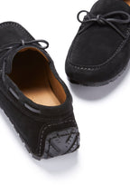 Hugs & Co Mens Tyre Sole Laced Driving Loafers Black Suede