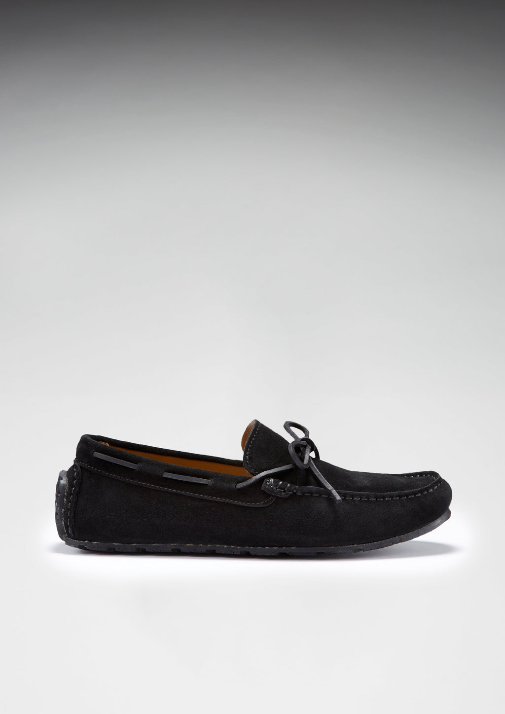 Hugs & Co Mens Tyre Sole Laced Driving Loafers Black Suede