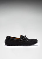 Hugs & Co Mens Tyre Sole Laced Driving Loafers Black Suede