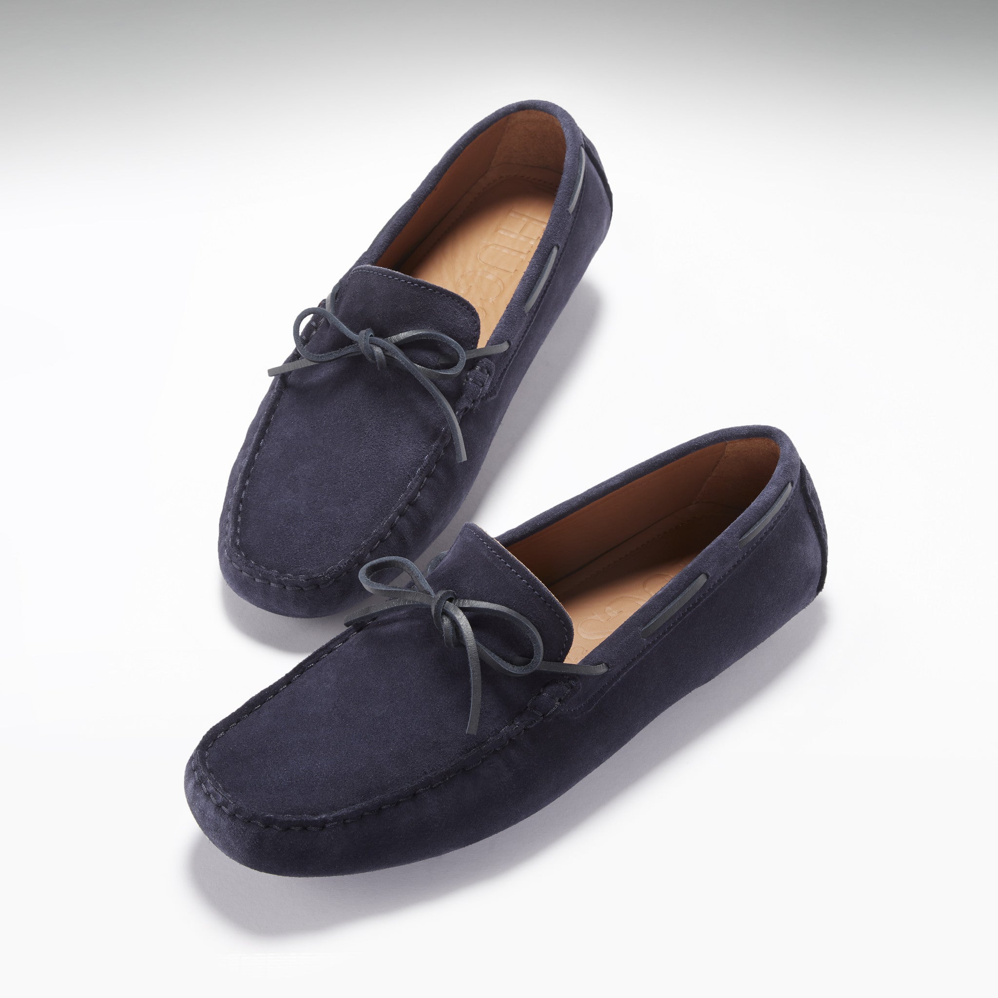 Hugs & Co Mens Laced Driving Loafers Navy Blue Suede
