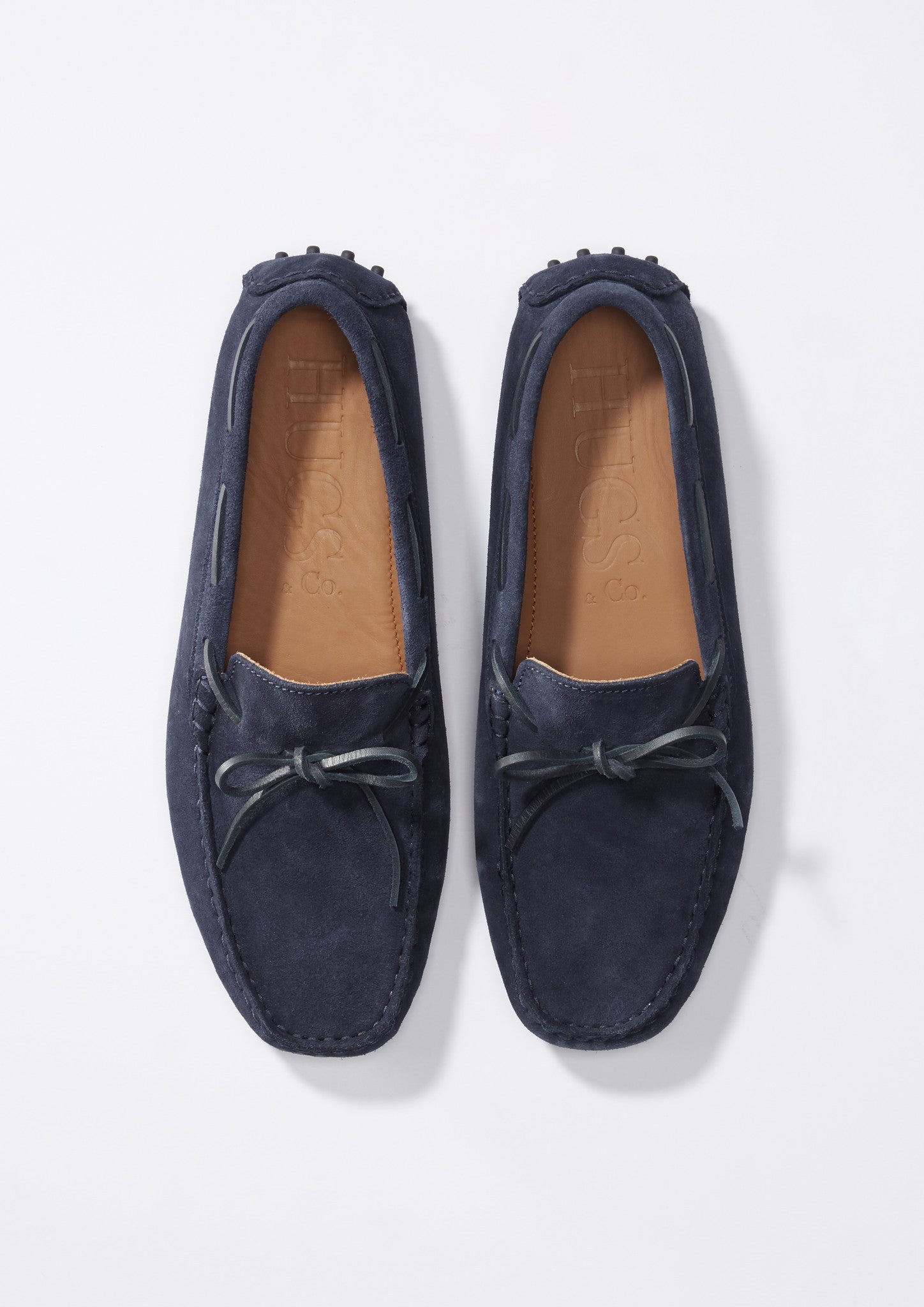 Hugs & Co Mens Laced Driving Loafers Navy Blue Suede