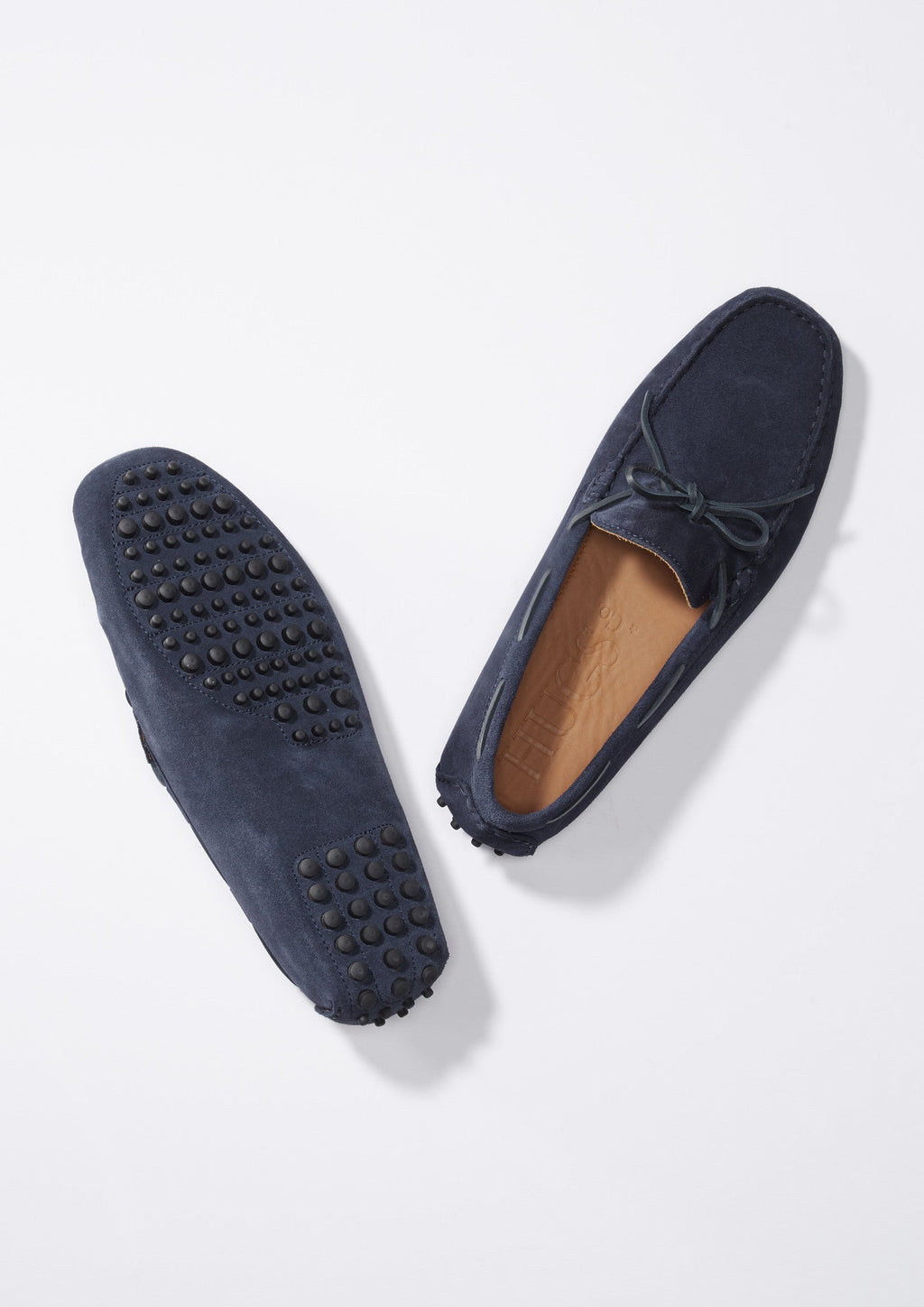 Hugs & Co Mens Laced Driving Loafers Navy Blue Suede