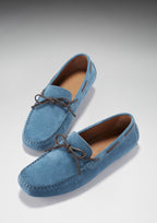 Hugs & Co Mens Laced Driving Loafers Petrol Blue Suede