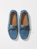 Hugs & Co Mens Laced Driving Loafers Petrol Blue Suede