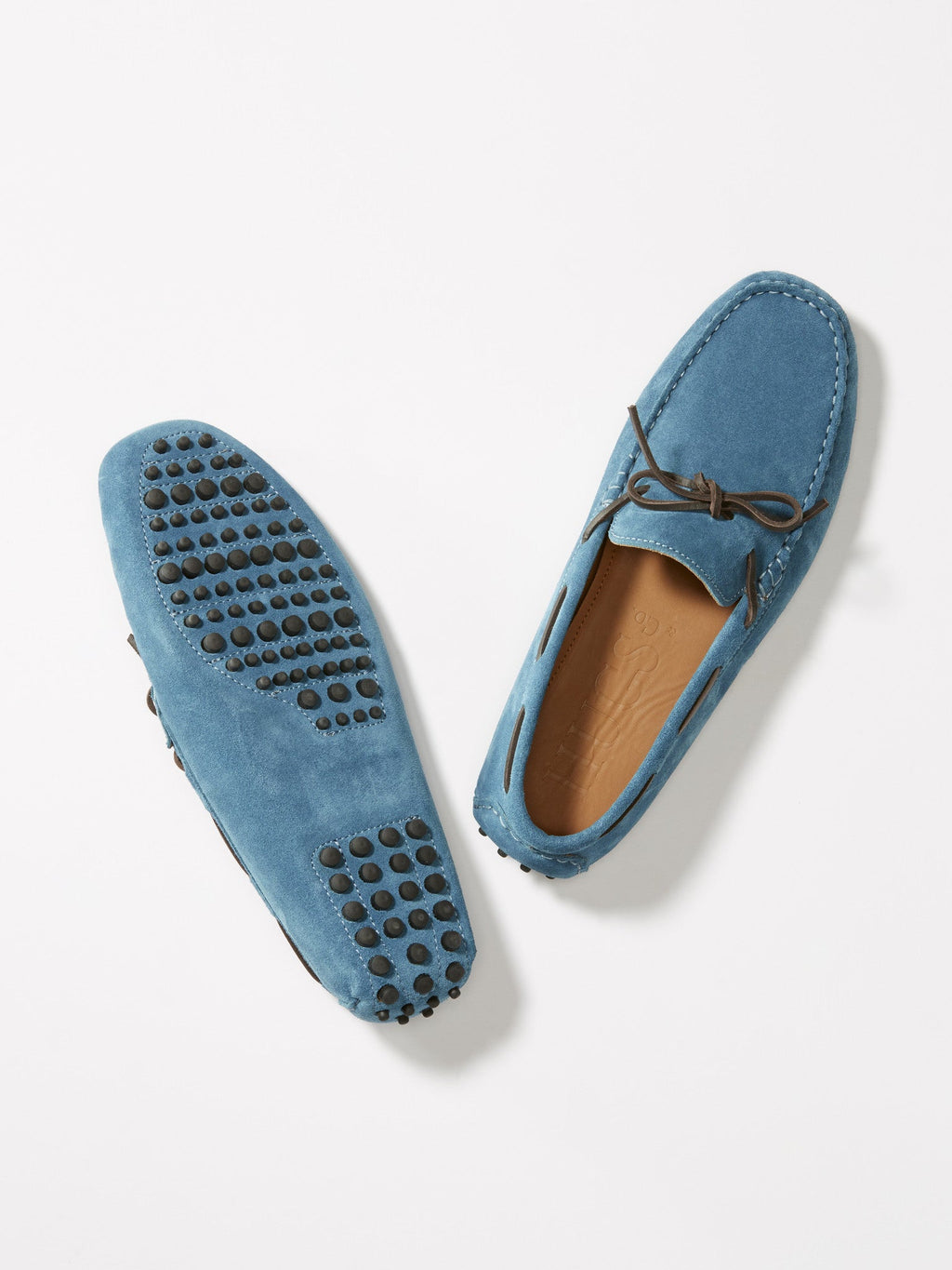 Hugs & Co Mens Laced Driving Loafers Petrol Blue Suede