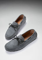 Hugs & Co Mens Tyre Sole Laced Driving Loafers Slate Grey Suede