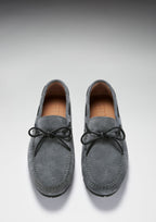 Hugs & Co Mens Tyre Sole Laced Driving Loafers Slate Grey Suede