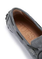 Hugs & Co Mens Tyre Sole Laced Driving Loafers Slate Grey Suede