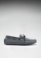 Hugs & Co Mens Tyre Sole Laced Driving Loafers Slate Grey Suede