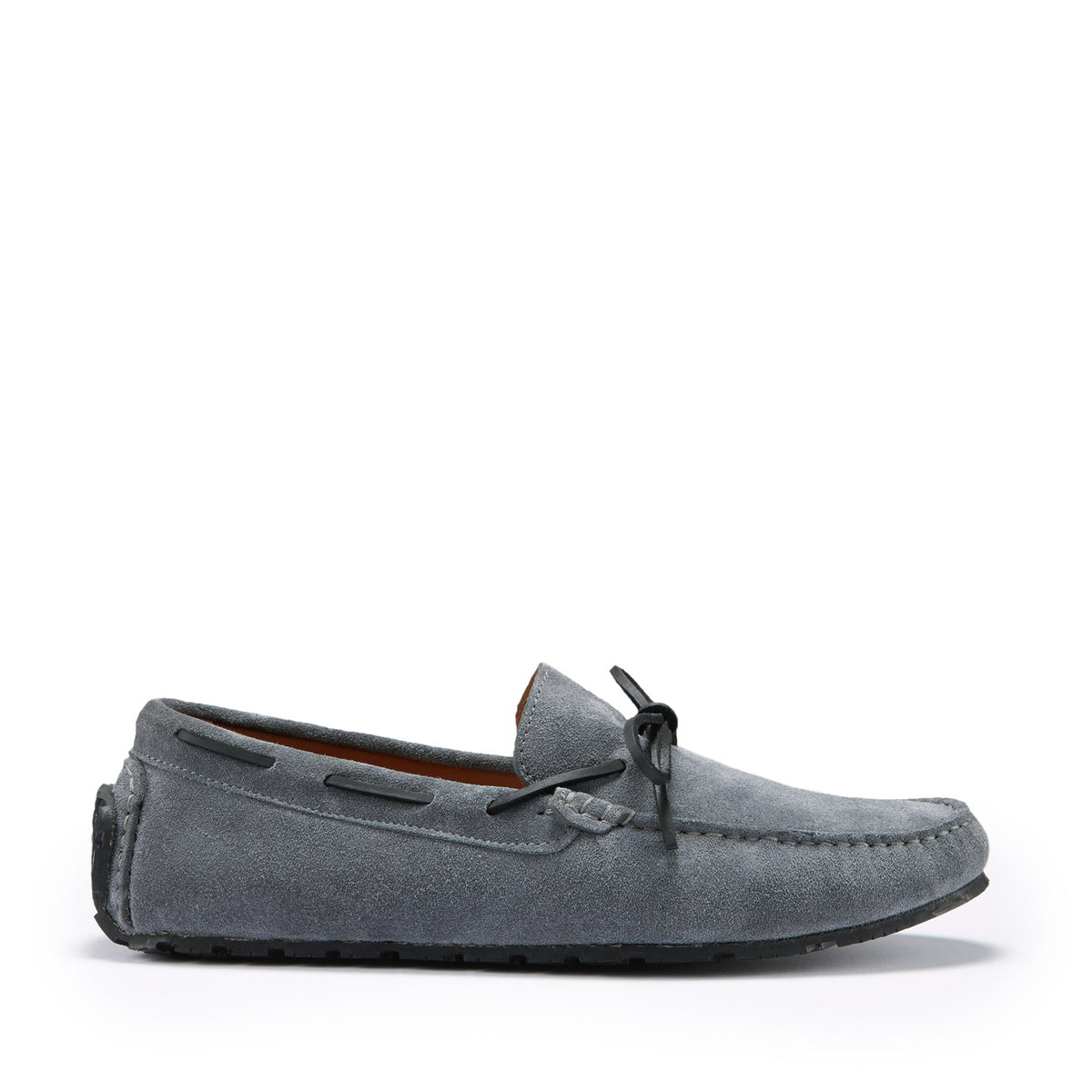 Hugs & Co Mens Tyre Sole Laced Driving Loafers Slate Grey Suede