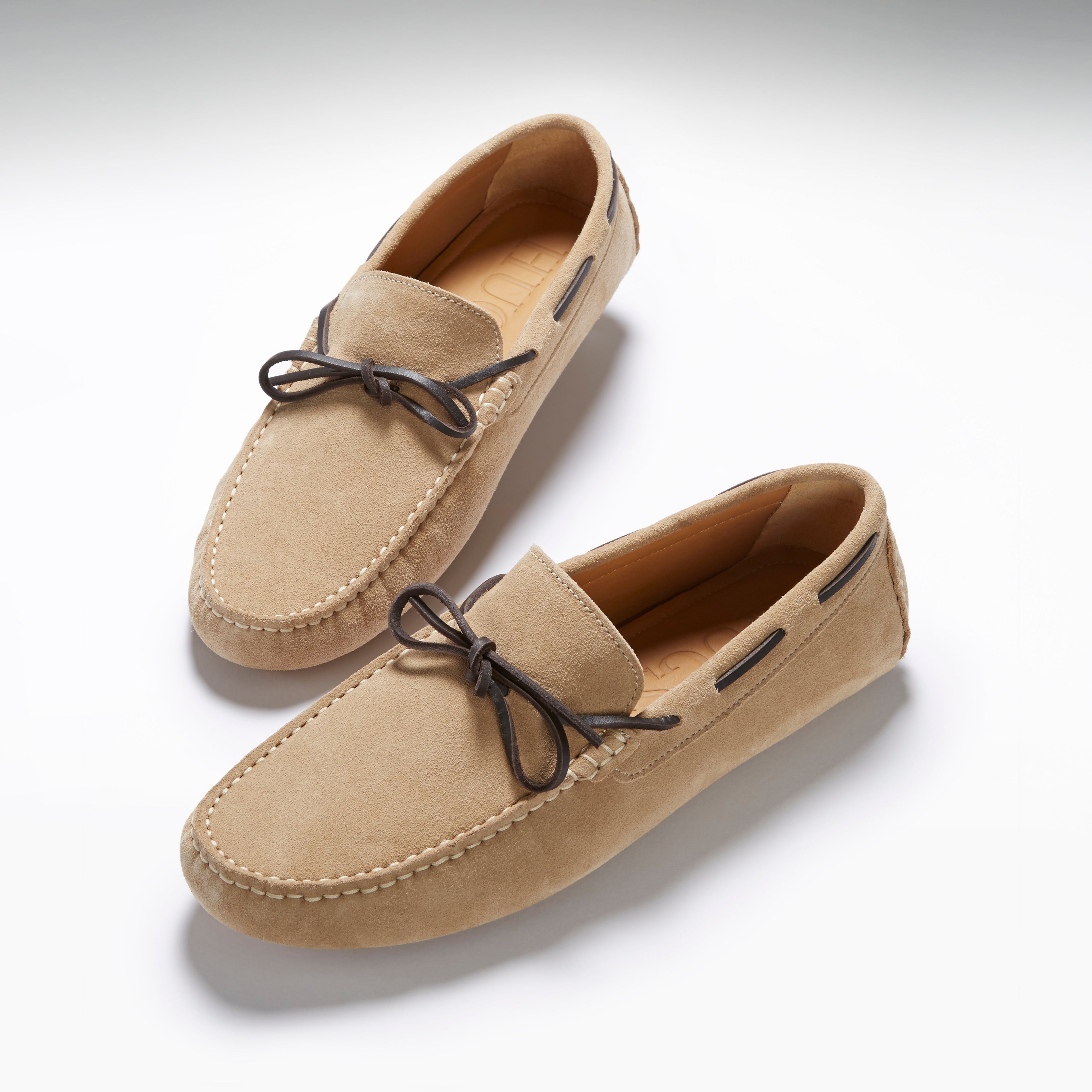 Hugs & Co Mens Laced Driving Loafers Taupe Suede